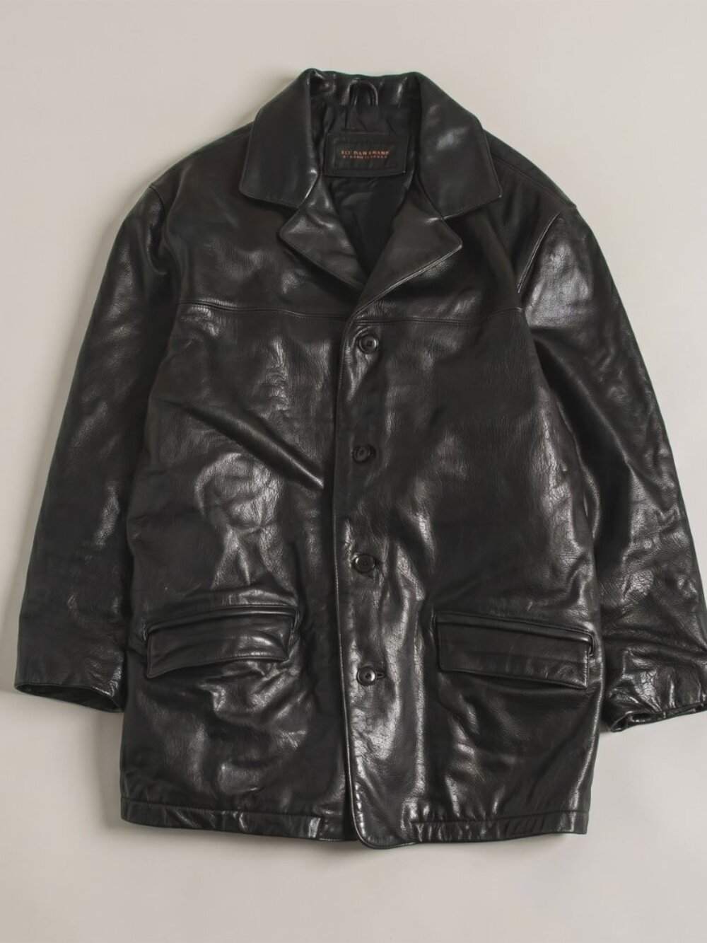 Vintage 90s Y2K Lord and Taylor Metropolitan Black Leather Blazer Jacket XL